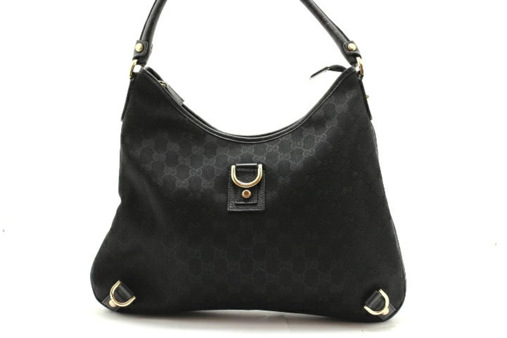 Gucci GG Abbey Hobo Bag Black Canvas Leather